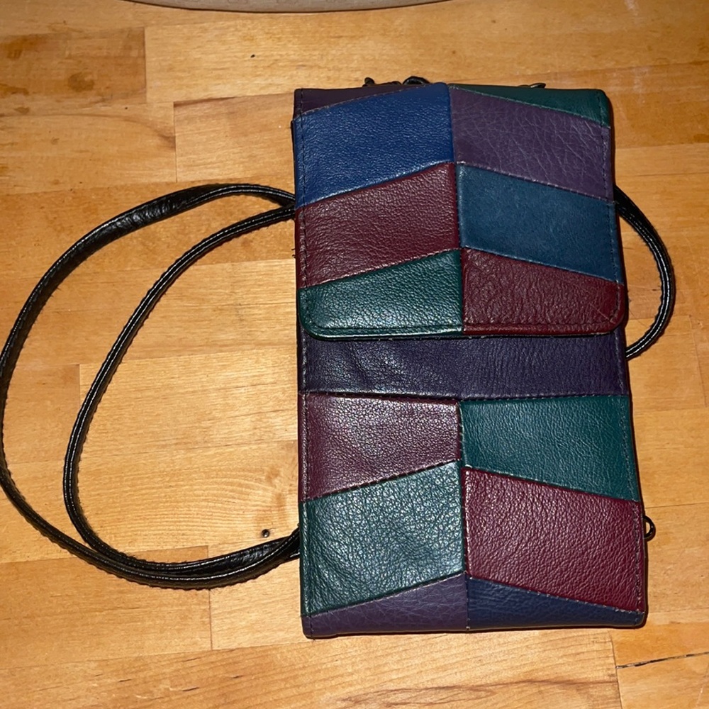 Genuine leather patchwork purse